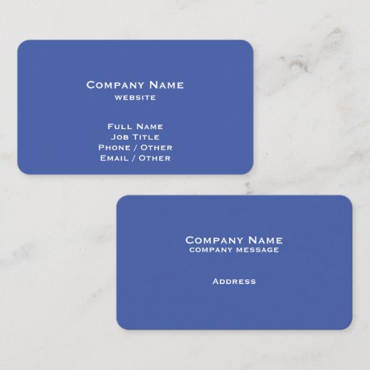 Einfache Medium Blue Business Card Visitenkarte (Vorne/Hinten)