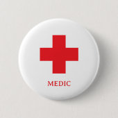 Einfache MEDIZIN & Erste Hilfe, Kreuz, Krankenwage Button (Vorderseite)
