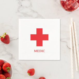 Einfache MEDIZIN & Erste Hilfe, Kreuz, Krankenwage Serviette