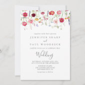 Einfache mehrfarbige Wildblume - Front & Back Wedd Einladung (Vorderseite)