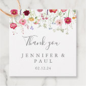 Einfache mehrfarbige Wildblume Hochzeit Geschenkanhänger (Vorderseite)