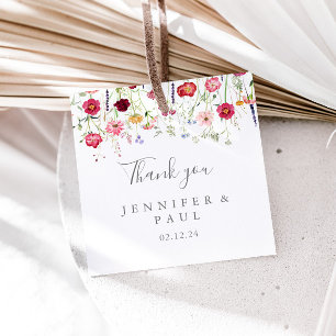Einfache mehrfarbige Wildblume Hochzeit Geschenkanhänger