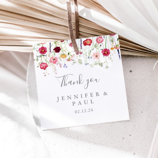 Einfache mehrfarbige Wildblume Hochzeit Geschenkanhänger