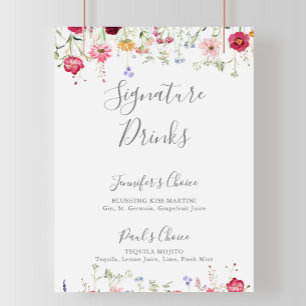 Einfache mehrfarbige Wildblume Signature Drinks Ze Poster