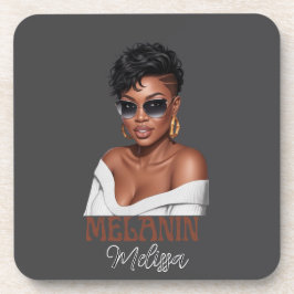 Einfache Melanin modische Frau schwarze Geschichte Getränkeuntersetzer