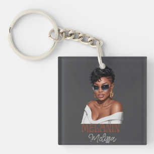 Einfache Melanin modische Frau schwarze Geschichte Schlüsselanhänger