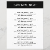 Einfache Menüpreisliste für jedes Unternehmen (Rückseite)