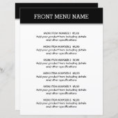 Einfache Menüpreisliste für jedes Unternehmen (Vorne/Hinten)
