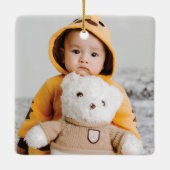 Einfache Merry & Bright Foto Keramik Ornament (Rückseite)