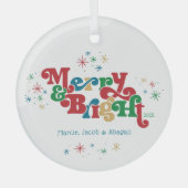 Einfache Merry & Bright Foto Keramik Ornament (Vorderseite)