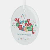 Einfache Merry & Bright Foto Keramik Ornament (Vorderseite links)