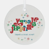 Einfache Merry & Bright Foto Keramik Ornament Aus Glas (Rückseite)
