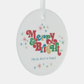 Einfache Merry & Bright Foto Keramik Ornament Aus Glas (Vorderseite Rechts)