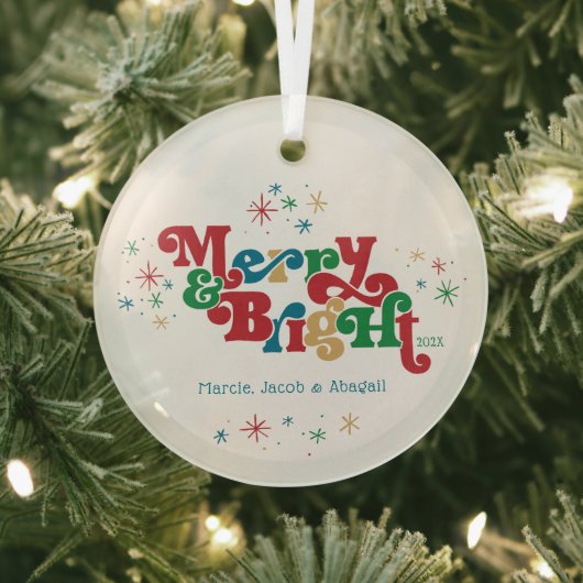 Einfache Merry & Bright Foto Keramik Ornament Aus Glas (InSitu)