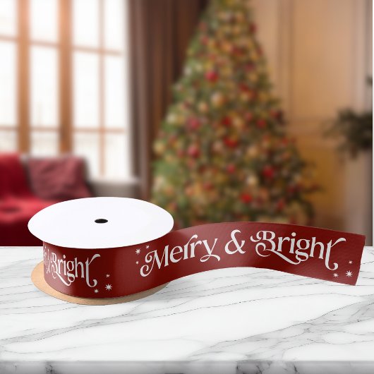 Einfache Merry & Bright Red Christmas Satinband