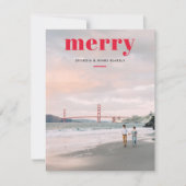 Einfache Merry Red Overlay Ein Foto Weihnachten (Vorderseite)