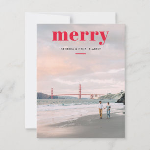 Einfache Merry Red Overlay Ein Foto Weihnachten