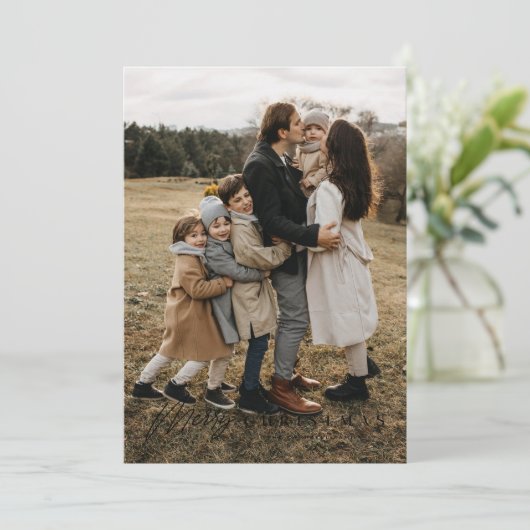 Einfache Merry Script 3 Foto Weihnachten (Stehend Vorderseite)