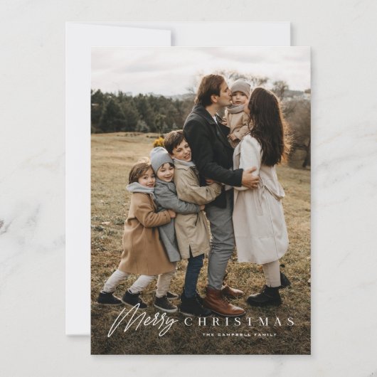 Einfache Merry Script 3 Foto Weihnachten (Vorderseite)