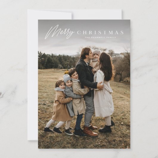 Einfache Merry Script 3 Foto Weihnachten (Vorderseite)