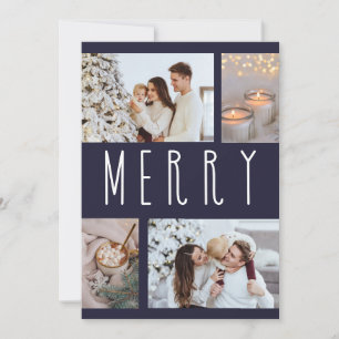 Einfache Merry Typografie mit mehreren Fotos Feiertagskarte