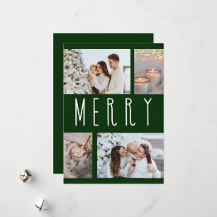 Einfache Merry Typografie mit mehreren Fotos Feiertagskarte