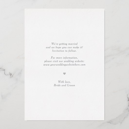 Einfache Message REAL FOLIE Save the Date Card Folieneinladung (Rückseite)