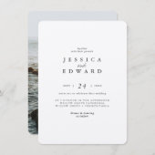 Einfache metalische Hochzeit von Silber und Schwar Einladung (Vorne/Hinten)