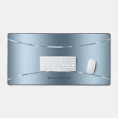 Einfache Metallic Blue Texture Shiny Stripes Schreibtischunterlage (Tastatur & Maus)