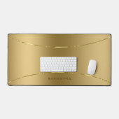 Einfache Metallic Gold Textur Shiny Strip Monogram Schreibtischunterlage (Tastatur & Maus)