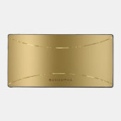 Einfache Metallic Gold Textur Shiny Strip Monogram Schreibtischunterlage (Vorderseite)