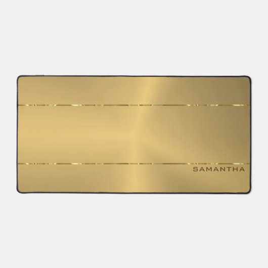 Einfache Metallic Gold Textur Shiny Stripes Schreibtischunterlage (Vorderseite)
