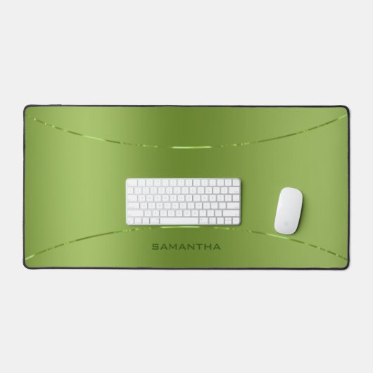 Einfache metallische grüne Textur Tiny Steps Monog Schreibtischunterlage (Tastatur & Maus)