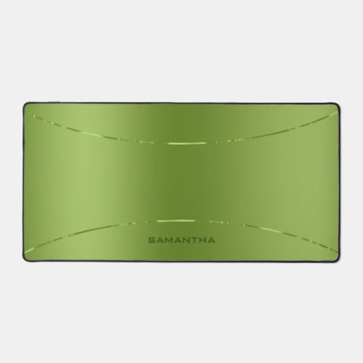 Einfache metallische grüne Textur Tiny Steps Monog Schreibtischunterlage (Vorderseite)
