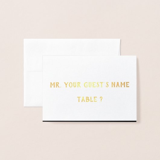 Einfache metallische Platzkarten Folienkarte (Vorderseite mit Umschlag)