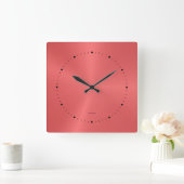 Einfache metallische rote, rostfreie Stahlstruktur Quadratische Wanduhr (Zuhause)
