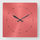 Einfache metallische rote, rostfreie Stahlstruktur Quadratische Wanduhr (Vorderseite)