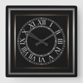 Einfache Metallrahmen Schwarz 2 Quadratische Wanduhr (Vorderseite)