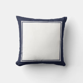Einfache Midnight Blue und White Frame Kissen