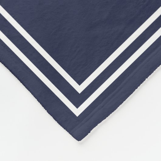 Einfache Midnight Blue White Monogram & Name Fleecedecke (Ecke)
