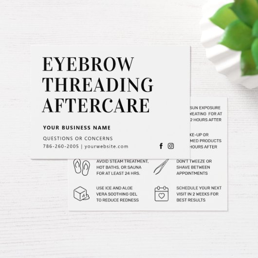 Einfache Mighty Eyebrow-Threading-Aftercare-Karte (Schreibtisch)