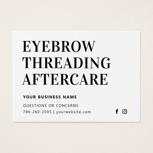 Einfache Mighty Eyebrow-Threading-Aftercare-Karte (Vorderseite)