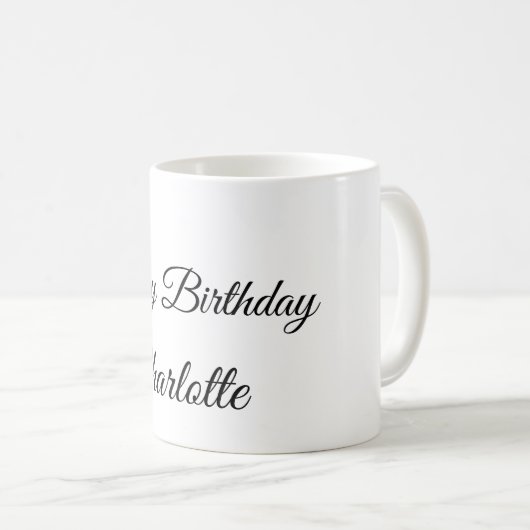 EINFACHE MINDESTANGABE.CUTIE ADD NAME BABY happy b Kaffeetasse (VorderseiteRechts)