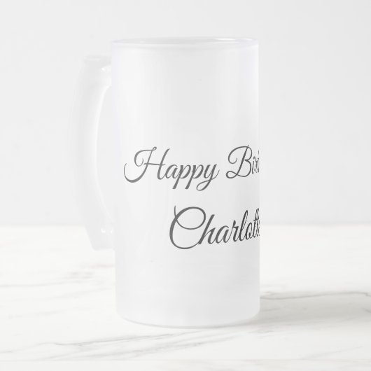 EINFACHE MINDESTANGABE.CUTIE ADD NAME BABY happy b Mattglas Bierglas (Vorderseite Links)