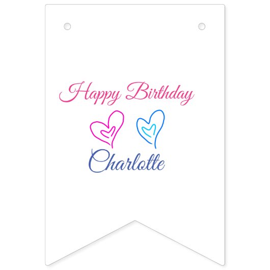 EINFACHE MINDESTANGABE.CUTIE ADD NAME BABY happy b Wimpelkette (Zweite Fahne)