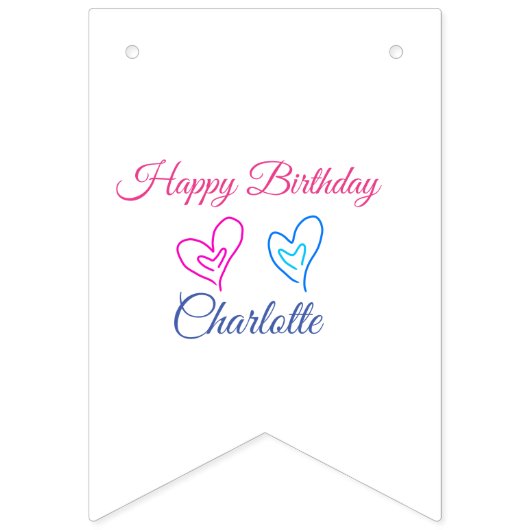 EINFACHE MINDESTANGABE.CUTIE ADD NAME BABY happy b Wimpelkette (Erste Fahne)