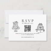 Einfache Minikalk Hochzeit Qr Code Hochzeit RSVP Karte (Vorderseite)
