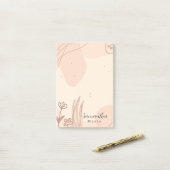 Einfache Minimal Abstrakt Boho Pink Floral Post-it Klebezettel (Auf Schreibtisch)