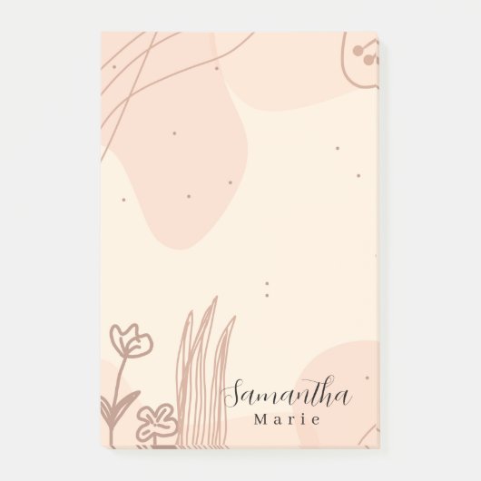Einfache Minimal Abstrakt Boho Pink Floral Post-it Klebezettel (Vorderseite)