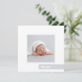 Einfache Minimal Baby Foto Geburtsankündigung Einladung (Stehend Vorderseite)
